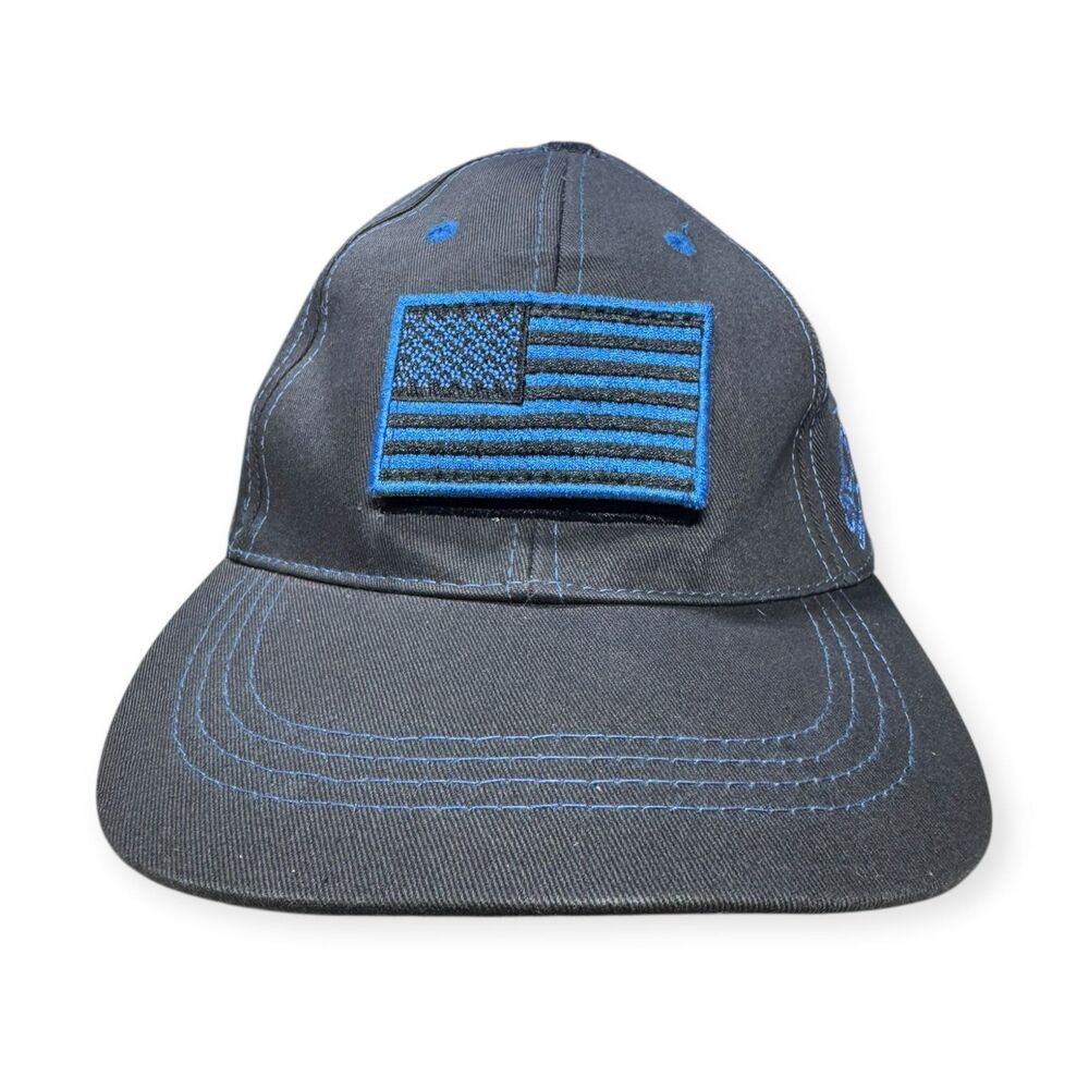 USA Blue‎ Black Flag Hat Adjustable Strap Back Comfortable